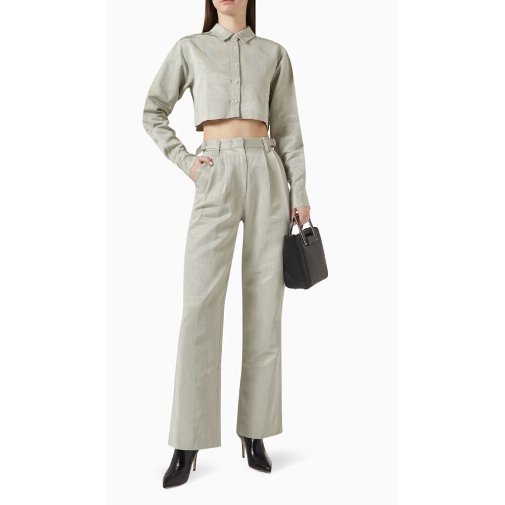 Kith Riley II Pleated Pants Sz 6 Logo Print Jacquard Faille Slacks Straight